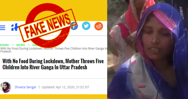 Several Outlets Report Fake News That Woman Drowns 5 Children Into Ganga Because Of Lack Of Food