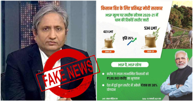 Ravish Kumar Forced To Publicly Apologize After Spreading Fake News Over Govt’s Paddy Acquisition