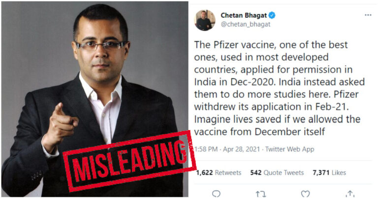 Chetan Bhagat Spreads Misinformation While Appearing To Lobby For Pfizer Vaccine, Gets Called Out By Netizens
