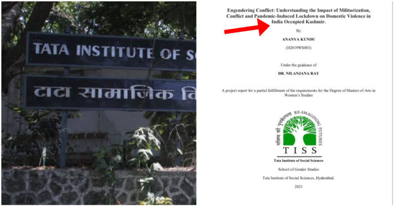 TISS Women’s Studies Thesis Calls Kashmir “India Occupied Kashmir”, Says Indian Government Is An Imperialist Oppressor